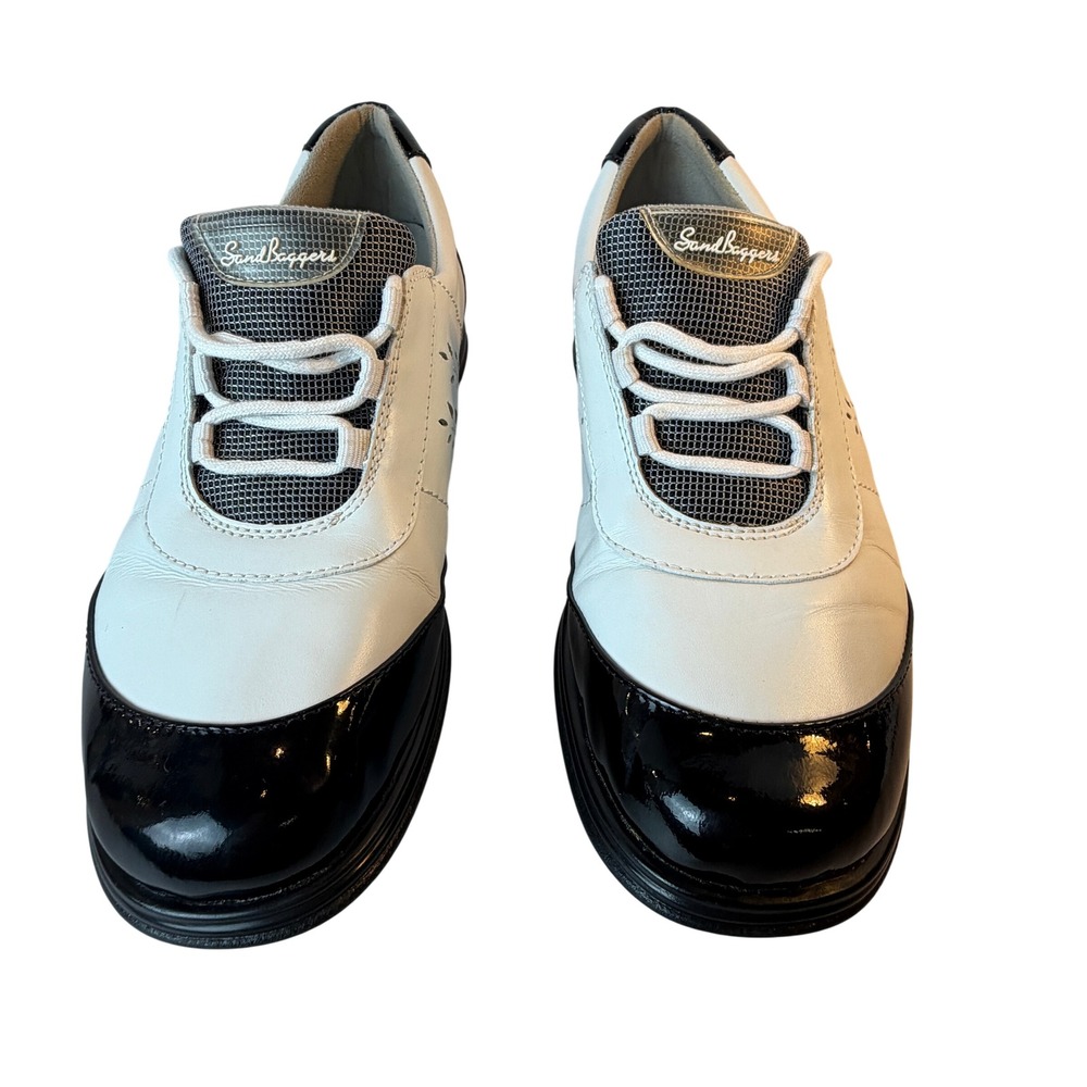 Sandbaggers Sasha Women's 9.5 Golf Shoes Black White Patent Spikeless